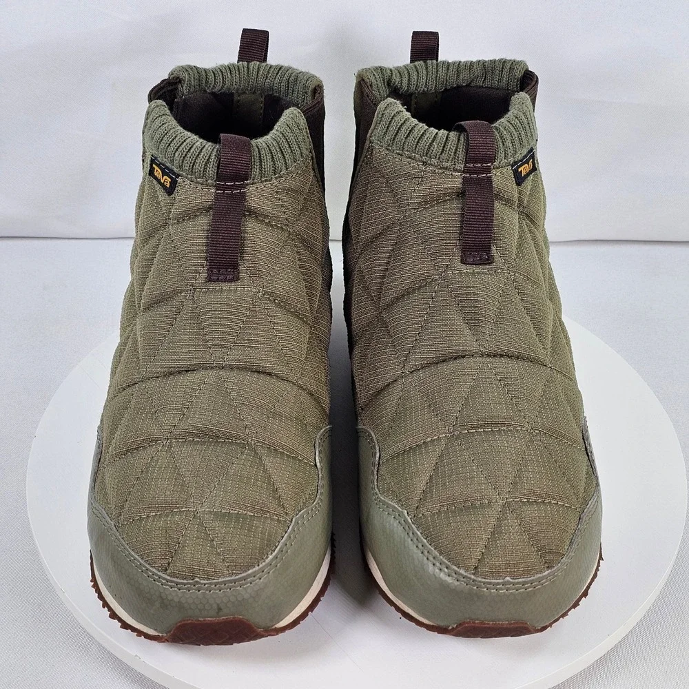 Teva ReEmber Mid Olive Green Quilted Slip On Booties 1123431 Womens 9